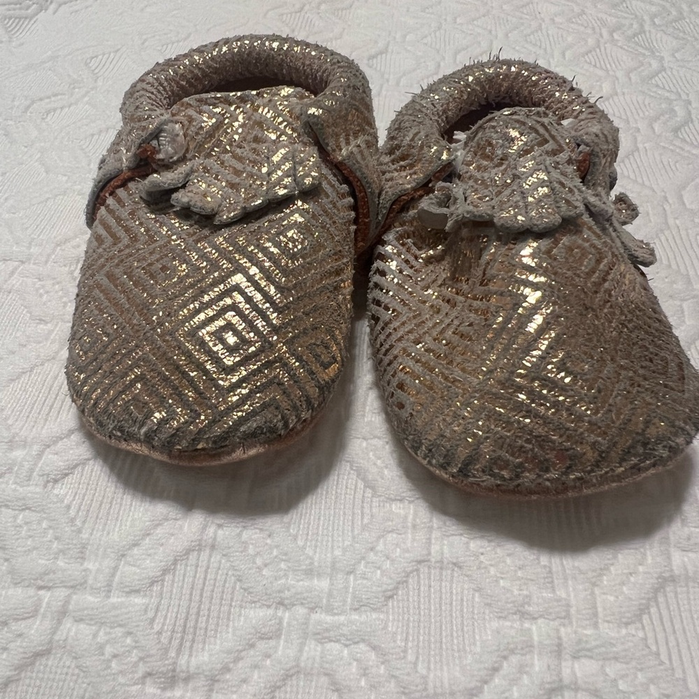 Freshly Picked Shimmering Gold Moccasins